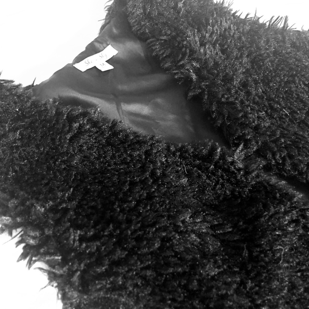 She & Sky Black Faux Fur Vest - Medium